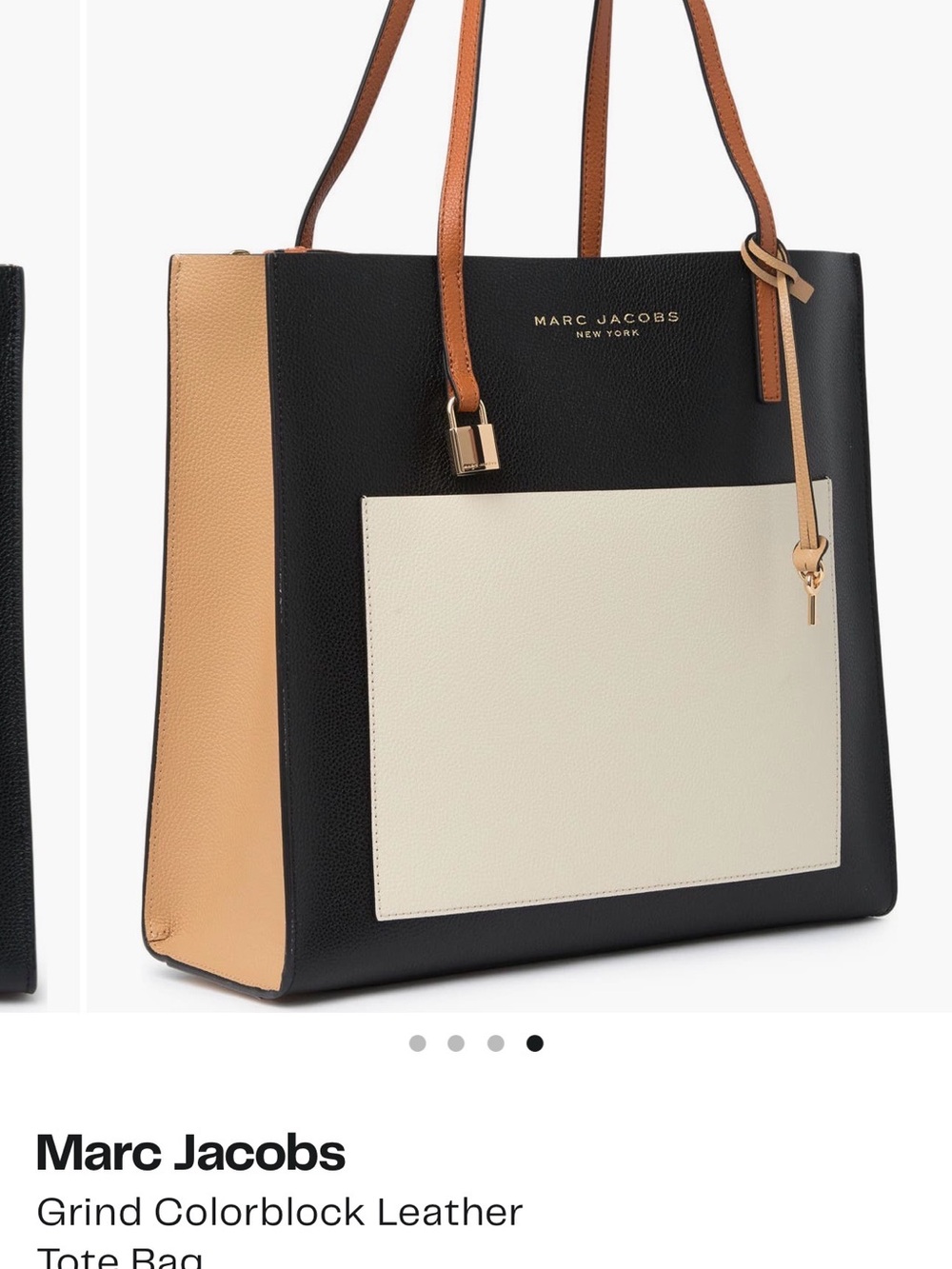 Marc Jacobs Black, Cream & Tan Colorblock Leather Tote